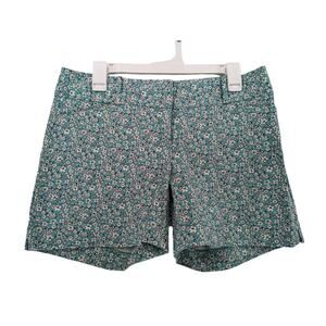 The Limited Floral Chino Shorts 8 Teal Mid Rise Zip Front Slit Casual Flat Front